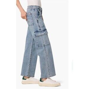 NWT Hudson Rosalie Avila High Waist Wide Leg Cargo Jeans Women 26 Light Wash